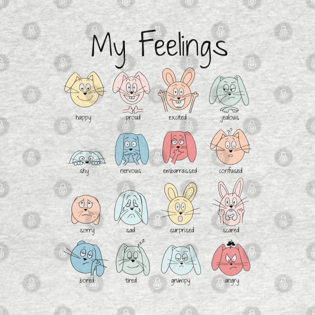 Expressions Print, Emotions Print, Feelings Print, Educational Print for Kids, Funny Bunny Print, Montessori Print, Preschool Print, Rainbow by konnijensen